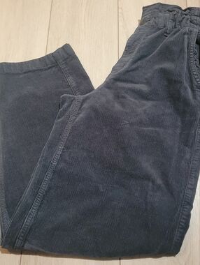 American Eagle Women's High Waist Barrel Leg Corduroy Pants 2 Dark Gray Casual